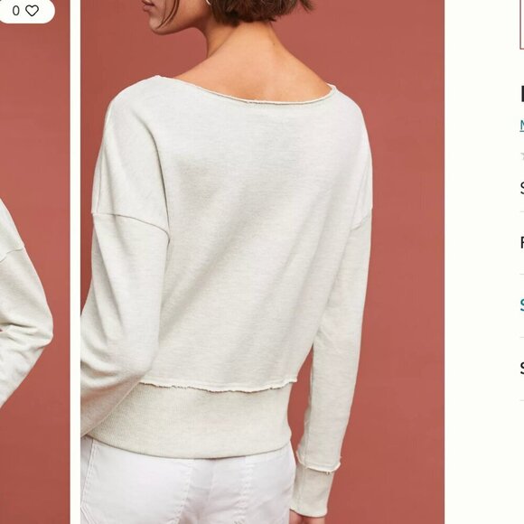 Maeve Anthropologie Ligonier Terry Sweatshirt Distressed Gray Beige Size L - Picture 2 of 7